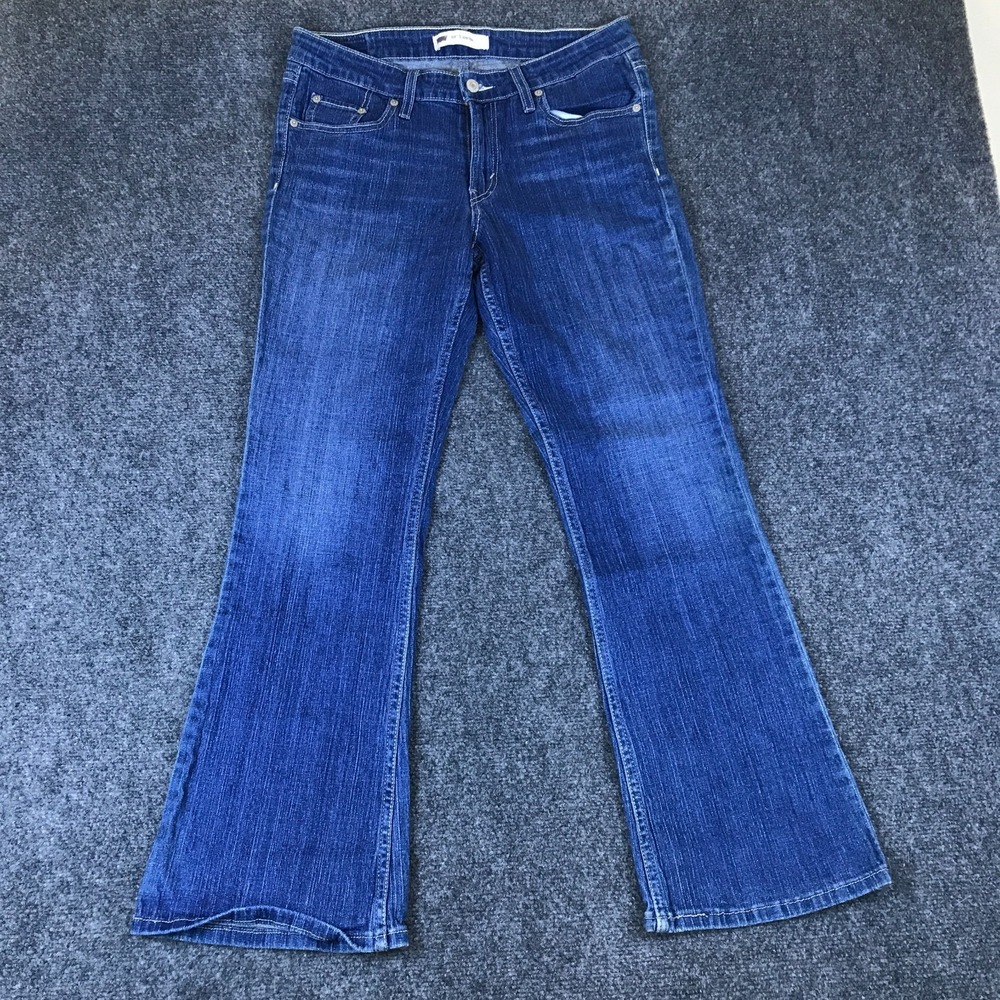 Levi's 518 Superlow Jeans Womens 31x28.5 Blue Denim Cotton Mid Rise Flare Leg